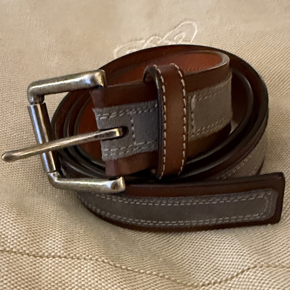 Johnston & Murphy Brown and Gray Leather Belt